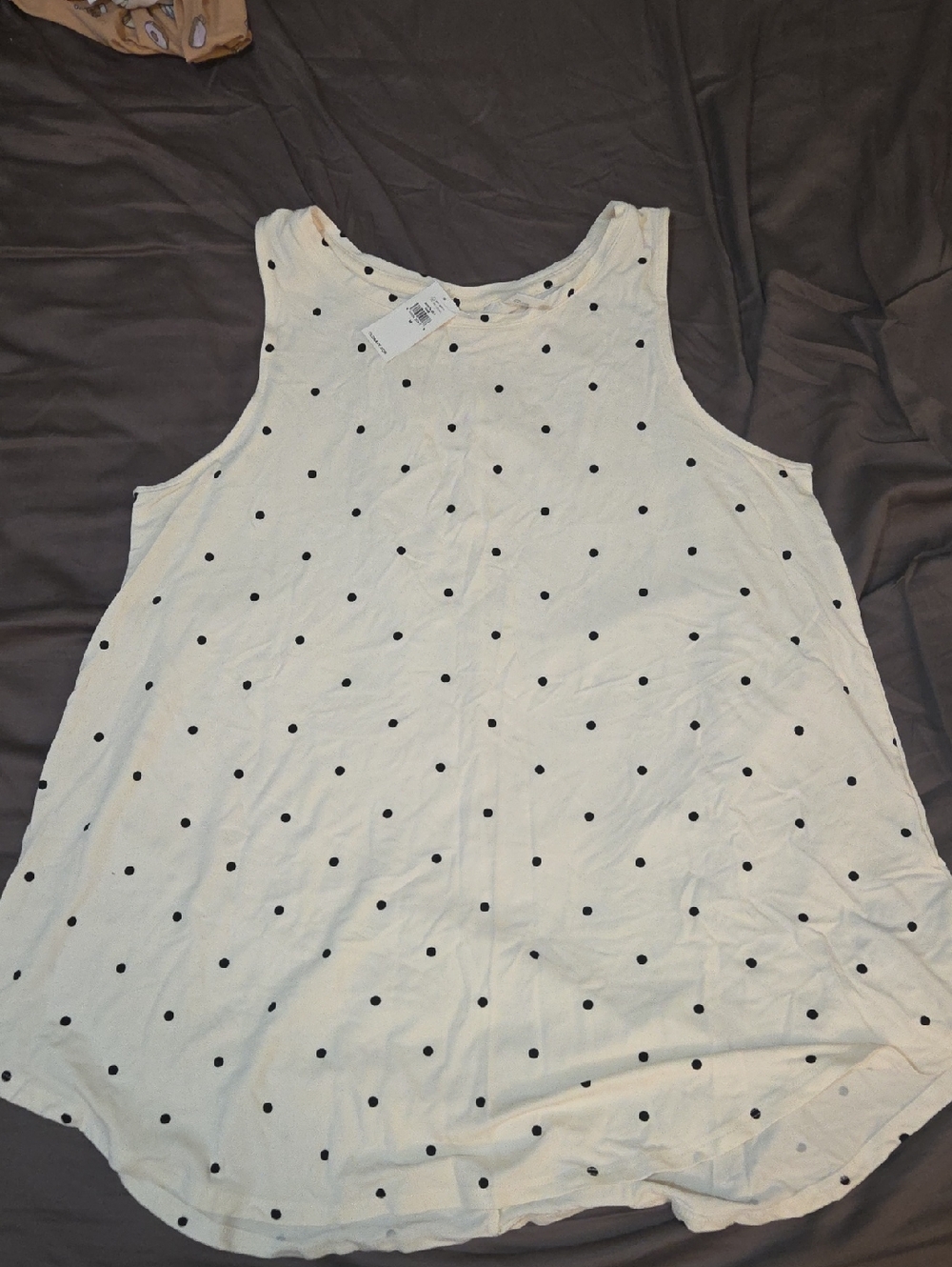 Old Navy Cream Tank Top with Black Polka Dots
